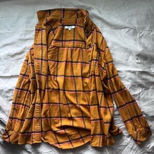 Madewell Mustard Plaid Fleece Shirt Jacket